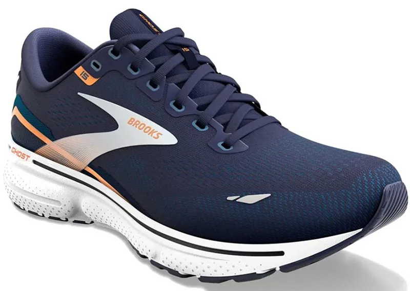 Brooks Men's Ghost 15 2E WIDE - Peacoat/Blue/Orange Pop-2